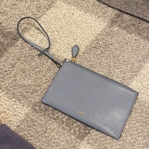 Chic Lavender Gray Leather Wristlet